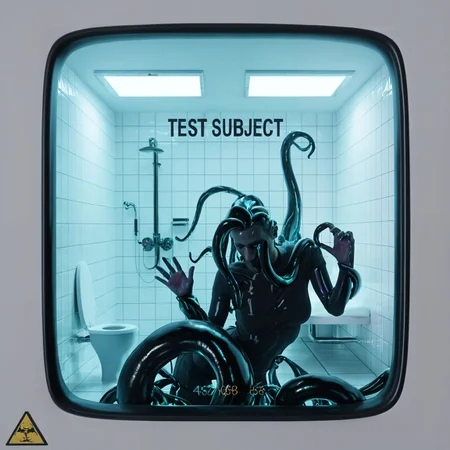 <lora:testchamberV2:1.0> testchamber, behind glass with text "TEST SUBJECT", clean, holding cell, large tentacle monster, bathroom,, score_9, score_8_up, score_7_up, score_6_up, score_5_up, score_4_up, ponypositive,