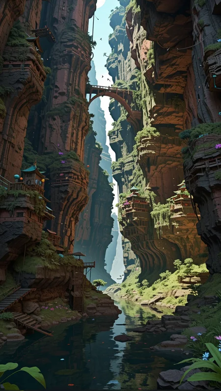 (epic:1.2), trending on artstation, (high quality:1.2), (masterpiece:1.2), high details, incredibly absurdres, colorful), (fairytale:1.17), (dreamlike:1.17), (Realistic Anime style:1.25), (soft focus:1.31), (Psychedelic Art:1.29), (Astropunk:1.17), (Panfuturism:1.27), (comp_left:1.13) ,, (location:(canyon:1.29) (earth:1.31)),,