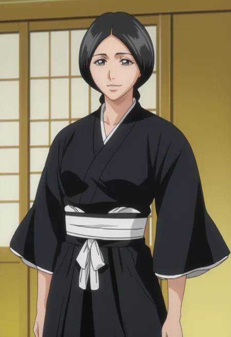 score_9, score_8_up, score_7_up, source_anime, BREAK 1girl, solo,mature female, cowboy shot, <lora:DX888Retsu:1>, unohana retsu, black hakama, smile, anime screencap, single braid,