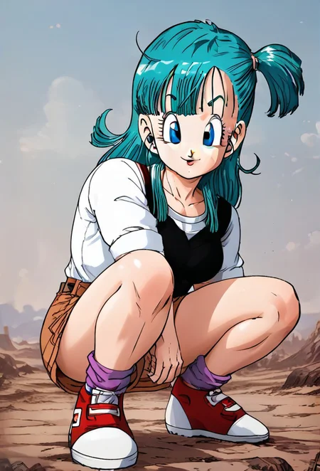 (1girl, solo, facing viewer, , detail1eye, desaturated, noise, blur, low contrast, wet, wetherell, monochrome, greyscale,, (bulma \\(dragonball\\), aqua hair, blue eyes,:1.3):1.3),(Crouching, full body focus, body focus:1.3), zPDXL3,SimplePositiveXLv2, masterpiece, detailed face, action shot, perfect hands, realistic hands, detailed hands, perfect eyes, detailed eyes, realistic eyes, solo, high resolution, ultra-detailed, 4K, perfection, chest exposed, 5 fingered hands, highest quality, dynamic pose, perfect anatomy, lean