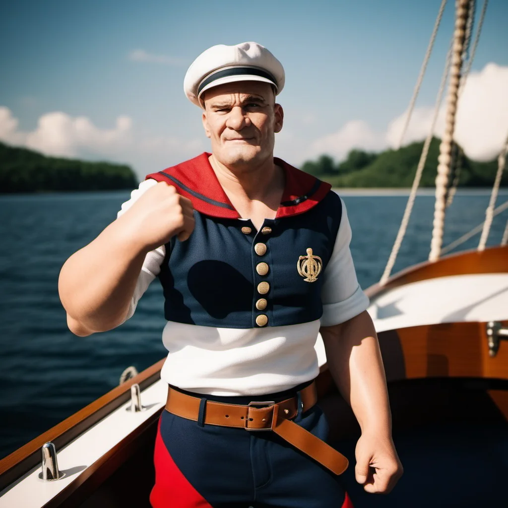Popeye1024, a sailor, full body, on a boat, highly detailed, photography, ultra sharp, film, bokeh, professional, 4k <lora:add-detail-xl:1.5> <lora:Popeye1024:0.8>
