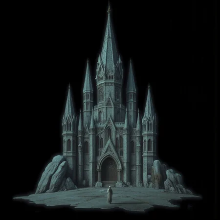 A Medieval castle with elderscrolls inspired aestetics and legend of zelda
Set against a solid dark black color background to emphasize its unsettling unnatural form that emphasizes its silhouette. The medium is not a traditional painting or illustrative medium like watercolor or ink but rather a digital 3D rendering.
MikeFranchinastyle, d4artstyle, d4concept, , bbstyle,, horror theme,, zbrush, ZBClay model of a gray sculpture, 1990's, 1990's style
