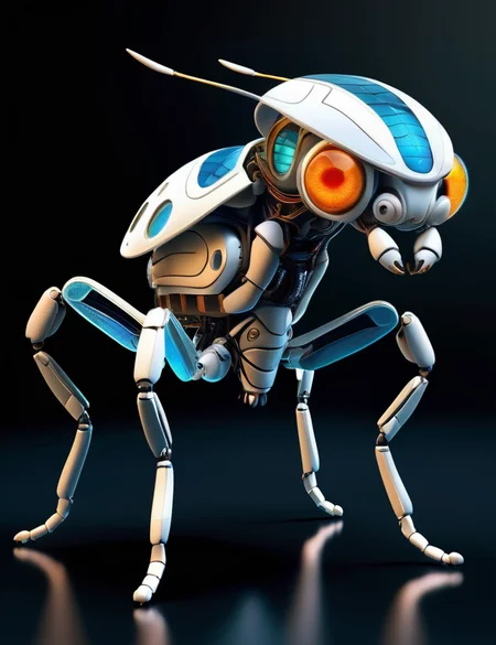 ((best quality)), ((masterpiece)), ((realistic,digital art)), (hyper detailed), Time travel of Insectoid species- Insect-like beings with segmented exoskeletons, multifaceted eyes, and antennae. , Robotics technician, depressing