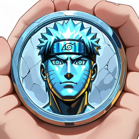 masterpiece, best quality, newest, absurdres, highres, anime, anime style, TheC0in-silver, silver, silver coin, coin, TheC0in,
1boy, uzumaki_naruto /(naruto/),
made of silver, objectification,