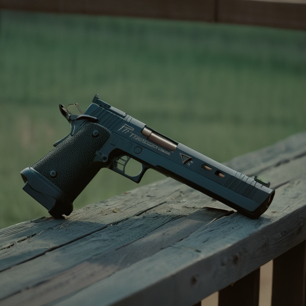 cinematic film still of  <lora:STI 1911:1>
STI 1911 pistol hand gun weapon, a gun is sitting on a wooden fence,weapon,outdoors,signature,blurry,gun,no humans,depth of field,blurry background,handgun ,action film style, shallow depth of field, vignette, highly detailed, high budget, bokeh, cinemascope, moody, epic, gorgeous, film grain, grainy