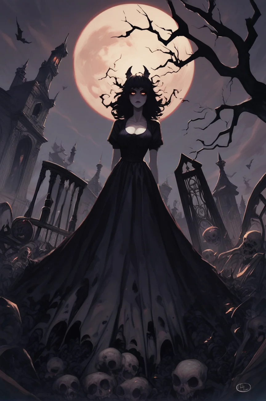 horror-themed gothic style high quality, high detail,, woman <lora:0xYung:1>, score_9, score_8_up, score_7_up . dark, mysterious, haunting, dramatic, ornate, detailed . eerie, unsettling, dark, spooky, suspenseful, grim, highly detailed