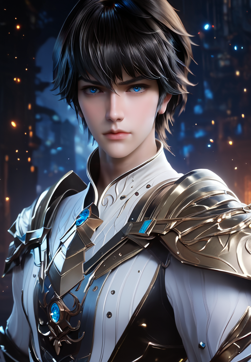 score_9,score_8_up,score_7_up,realistic,slender,1boy,long_haochen,male focus,blue eyes,short hair,black hair,armor,,<lora:LongHaochen:0.8>