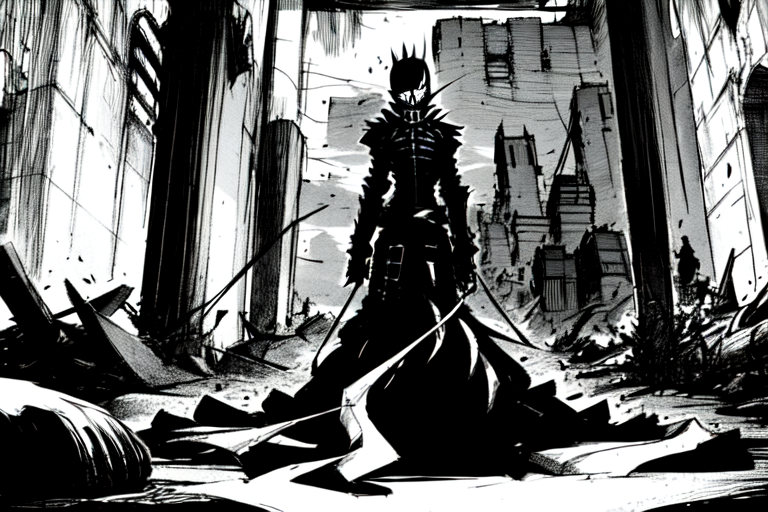 highly insanely detailed, masterpiece, top quality, best quality, highres, 4k, 8k, RAW photo, (very aesthetic, beautiful and aesthetic),  
tsutomu nihei,nihei_tsutomu,blame!,blame gakuen!,abara,TNstyle,sidonia_no_kishi,(sidonia \(ship\),space,spacecraft,city ruins,deep horizon,megastructure in background,tower),blm,dystopia,destroyed,vast scenery,perspective,decrepit, 
<lora:ABARA:1>, 
(1girl:1.3), 
solo focus, 
Garden Pavilion,Tranquil space with a bubbling fountain at its center,lush greenery winding along trellises,mosaic tiles creating intricate patterns on the ground,woven wicker furniture with plush cushions,and the sweet scent of blooming flowers,pure orange background,pure cyan background,pure purple background,(psychedelic color background,colored digital glitch background),âââ