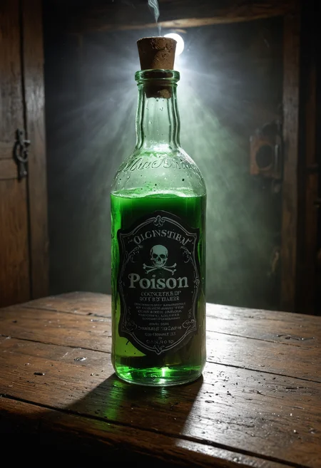 haunted tunnelfoggy moor
On a weathered, oak table in a dimly lit, cobwebbed chamber sits a (((crystal huge bottle of poison))). Poison a ((viscous liquid)), pulsing with an unnatural, sickly green light. High contrast, [desaturated colors:0.8], [wide angle lens:0.6] <lora:DetailMaximizer:1> Light Painting, (masterpiece, award winning artwork) many details, extreme detailed, full of details, Wide range of colors, high Dynamic <lora:add-detail-xl:1> <lora:WildcardX-XL-Detail-Enhancer:0.9> <lora:SDXLFaeTastic2400:0.085> <lora:MJ52:0.185> <lora:sinfully_stylish_SDKL:0.11> <lora:casting shadow style v2:0.1> <lora:CinematicStyle_v1:0.42> casting shadow style, cucoloris patterned illumination