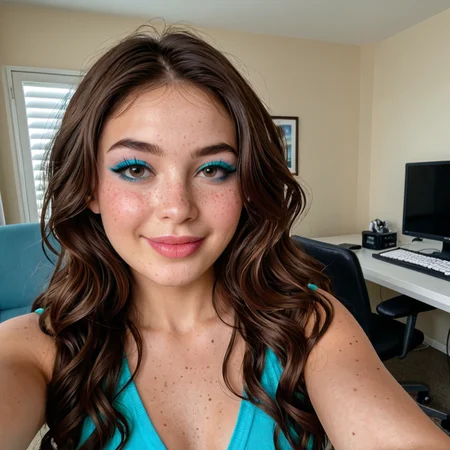 best, masterpiece, CindyXL with wavy brunette hair extreme closeup, exotic colorful makeup, model face, model pose, selfie, highly detailed skin texture, freckles, highly detailed photo, professional photograph, dynamic lighting <lora:add-detail-xl:2.0> <lora:CindyXL:0.7000000000000001>