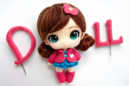 <lora:Harrlogos_v2.0:1>,(DOLL text logo),tiny anime girl made of wool yarn,<lora:WoolifySDXLv1:1>,,