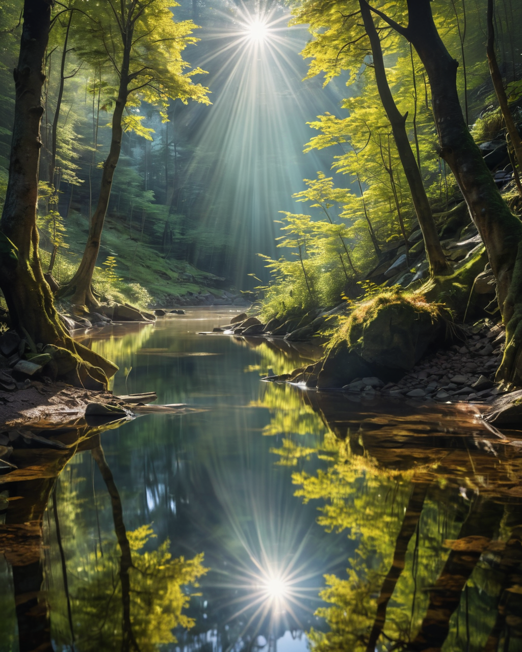 Warrior searching, water, reflections, transparency, skillful, vivid color, The Valley of the Lost, Jerzy Duda-Gracz,  dense light rays, <lora:add-detail-xl:1>, <lora:xl_more_art-full_v1:0.8>