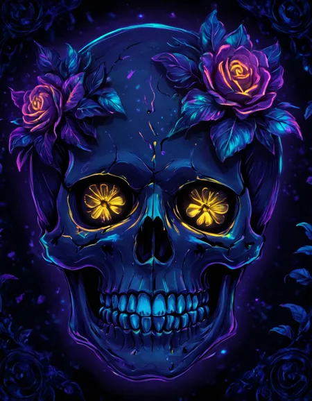 novuschroma80 style skull blacklight art <lora:novuschroma80 style:1>