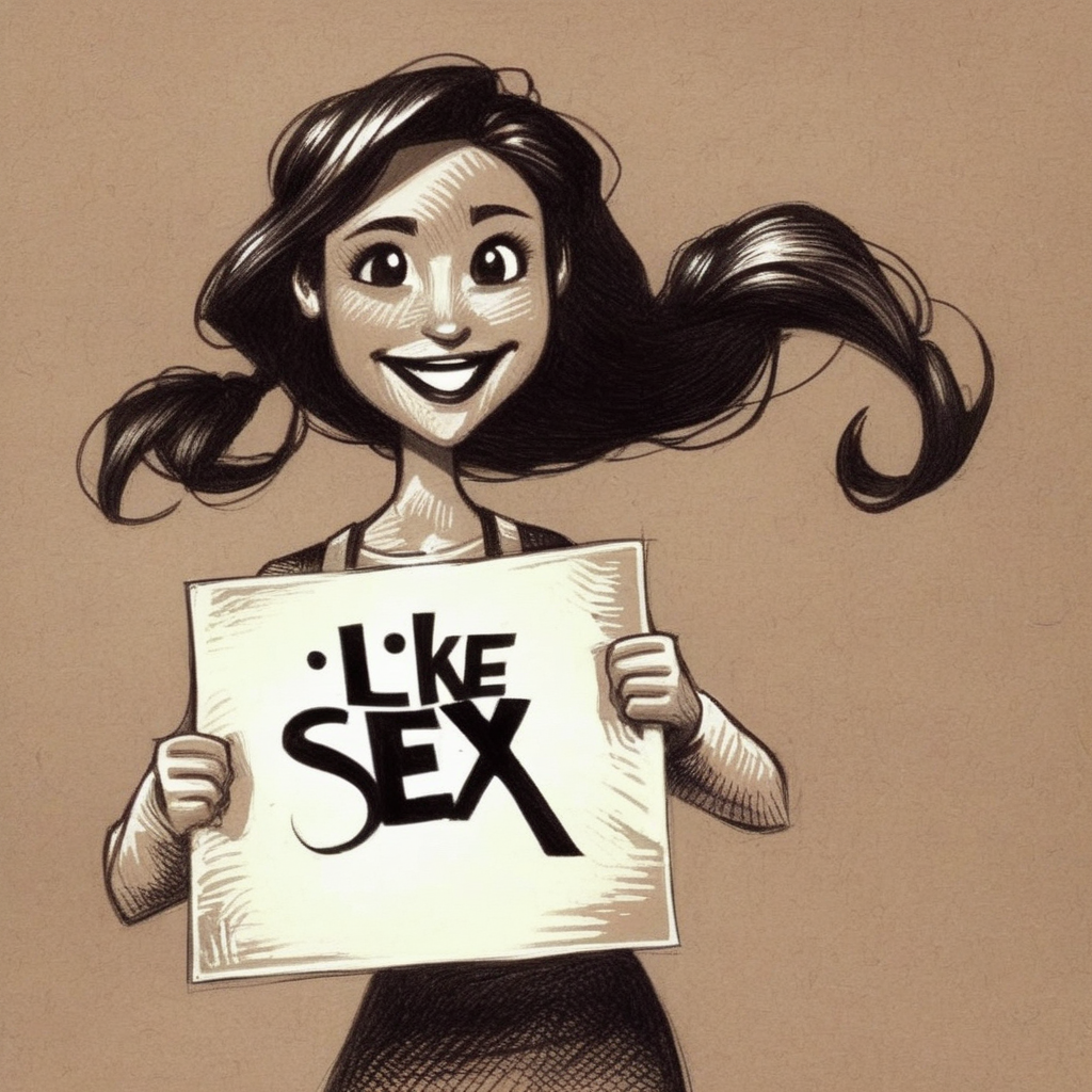 drawix5  drawing cheerful attractive girl holding a sign with the text "I like sex"  <lora:drawix5:1>