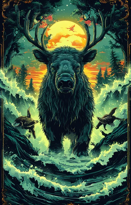 masterpiece,best quality,<lora:tbh160-sdxl:0.9>,illustration,style of Dan Mumford, animals
