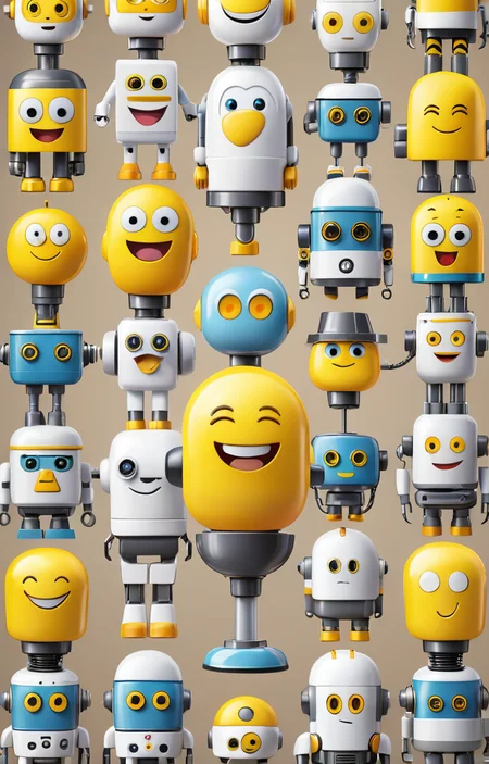 masterpiece,best quality,<lora:tbh374-sdxl:0.6>,illustration,style of emoji,emoji sheet portrait of Housework robots