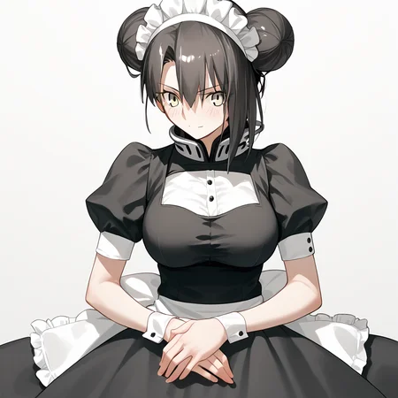 <lora:Takeuchi_Takashi_PonyXL_style_v01:1>
<lora:agent.pony:1>
score_9 , score_8_up , score_7_up , source_anime , 
masterpiece , best quality , ultra-detailed , 
BREAK
agent \(girls' frontline\), maid
1girl , woman , huge breasts , light smile , light blush , ((jeanne d'arc (fate)):0.5)  , 
long black hair  , maid dress ,  
face to face