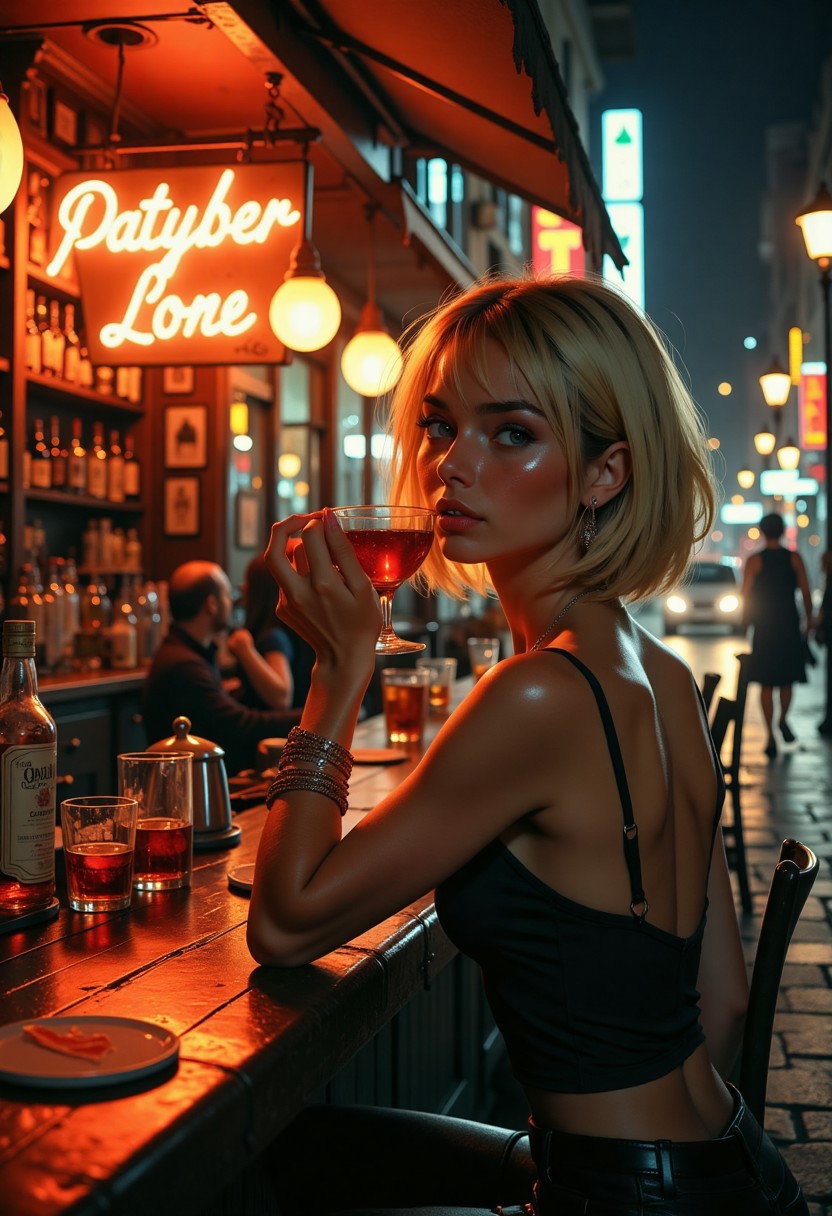 You next to me 
No stress for me
No gravity 
She was stunning  blonde, bobcut straight hair cute
I sat next to her at the bar, the place was old and dark
She lit up the place
She was coyly flirtatiously but didn't know how to get her target
She was almost successful on her second attempt
But young and inexperienced 
Beautiful girl lovely smile
Next time maybe
Exterior of old bar in k-town dtla
bo-golden, ArsMJStyle, ArtDecoVintageFuture
