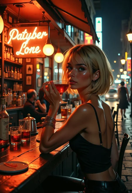 You next to me
No stress for me
No gravity
She was stunning blonde, bobcut straight hair cute
I sat next to her at the bar, the place was old and dark
She lit up the place
She was coyly flirtatiously but didn't know how to get her target
She was almost successful on her second attempt
But young and inexperienced
Beautiful girl lovely smile
Next time maybe
Exterior of old bar in k-town dtla
bo-golden, ArsMJStyle, ArtDecoVintageFuture