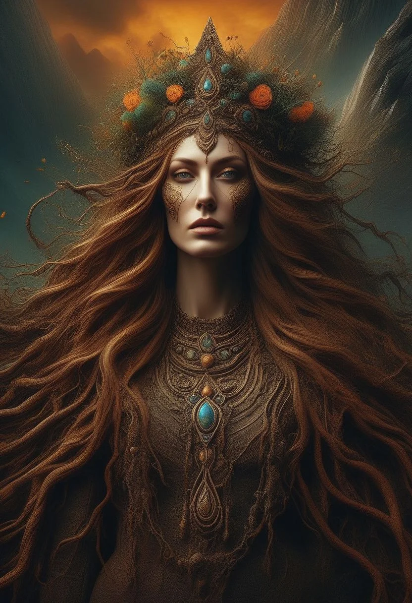 al-tr33brnch, Arttrttrt, extreme Long Shot, masterpiece, intricate detail, best quality, absurd resolution, rock elemental beautiful woman portrait, <lora:ElementEarthSDXL:1>ElementEarth, (high quality:1.4), (best quality:1.4), (masterpiece:1.4), official art, official wallpaper, surreal, wicked underworld beautiful female deity arising from the rocky soil, standing female, beautifulgoddess, (1woman:1.1), (long wavy hair:1.1), (flower crown:1.1), (mystical creatures:1.1), peaceful:1.1), vibrant colors, (detailed:1.05), (extremely detailed:1.06), sharp focus, (intricate:1.03), cinematic lighting, (extremely intricate:1.04), (epic scenery:1.09), vibrant colors, (beautiful scenery:1.08), (detailed scenery:1.08), (intricate scenery:1.07), (wonderful scenery:1.05), (sharp focus,absurdres,high quality,masterpiece,highres,best quality:1.5)
