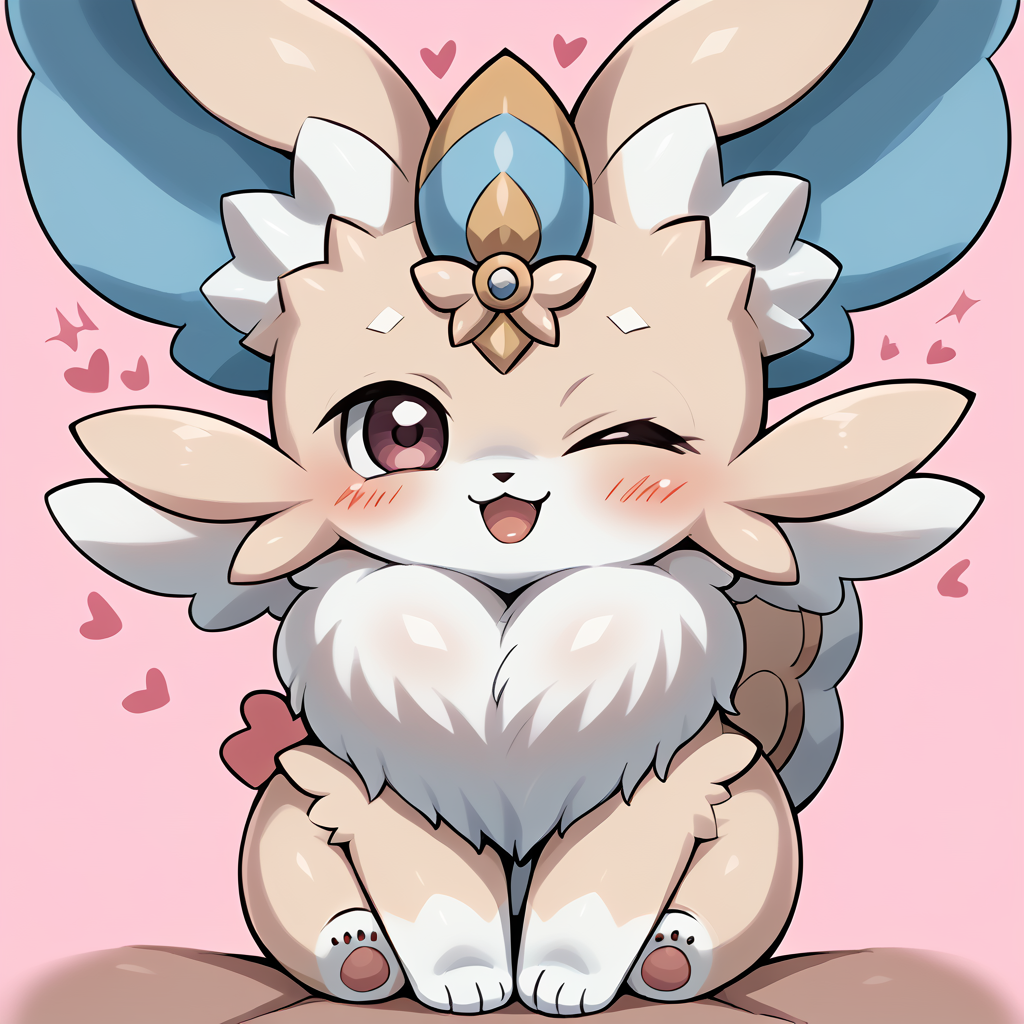 anime style,solo,1boy,  furry, purrely, sfw,ygo, pink background, hearts, one eye closed, cute,  <lora:YGO:1>, <lora:Purrely:1>