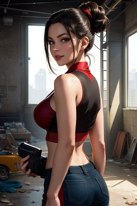 <ti:SkinDetail> <ti:HairDetail> <ti:epiCNegative> , masterpiece, ultra detailed background, intricate detail, highly detailed, fine details best quality, hyperdetailed face, 1girl, solo, complex detailed background, cowboy shot, smile, holding a cellphone, from side, dynamic lighting, volumetric lighting, cinematic lighting, Trending on Artstation, Unreal engine, WLOP, Artgerm, raytracing, Splash Art, Global Illumination, IMAX, Cinema 4D, 8k resolution concept art, 12k 3D, the best quality, analog style, redshift style, posing for photoshoot, abandoned industrial warehouse interior background, Azula, topknot, cleavage, Azula from the Last Airbender