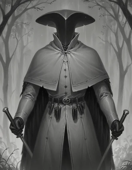 Pop Art style score_9_up,score_8_up,score_7_up,score_6_up,greyscale,dark,chiaroscuro,low-key,solo,gloves,1boy,hat,holding,standing,monochrome,weapon,male focus,belt,holding weapon,coat,capelet,facing viewer,dual wielding,ambiguous gender,cowboy shot,forest,<lora:cultistexl-000005:1>,<lora:zavy-cntrst-sdxl:0.8>,<lora:xl_more_art-full_v1:0.8>, . Bright colors, bold outlines, popular culture themes, ironic or kitsch