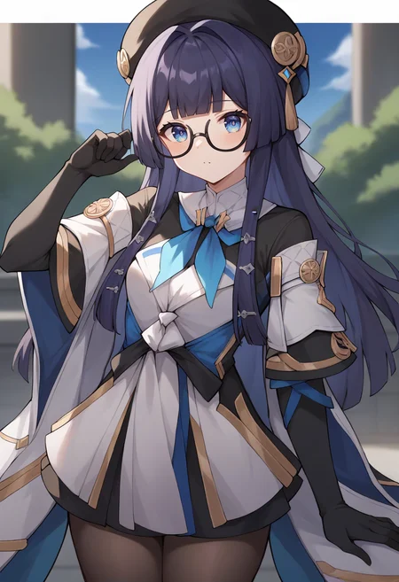 score_9,score_8_up,score_7_up,score_6_up,score_5_up,score_4_up,
1girl, pela \(honkai: star rail\), beret, long hair, hime cut, dress, elbow gloves, pantyhose, glasses, long sleeves, hair ornament, black-framed eyewear,
outdoors, cowboy shot, solo, looking at viewer,
<lora:pelaponyxl:1>
