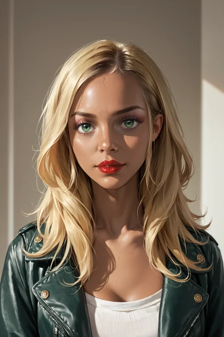score_9,score_8_up,score_7_up,score_6_up,uncensored,detailed,volumetric,rating_lewd,rating_explicit,very aesthetic,high detail,high quality,(photorealistic:1.4),<lora:xl_more_art-full_v1:0.3>,
Realistic lighting,Clear shadows,High dynamic range,
<lora:cirstal:0.6>,blonde hair,long hair,(dark-skinned female, dark skin:1.2),lipstick,green eyes,makeup,nail polish,bomber_jacket,cowboy_shot,cinematic_angle,
