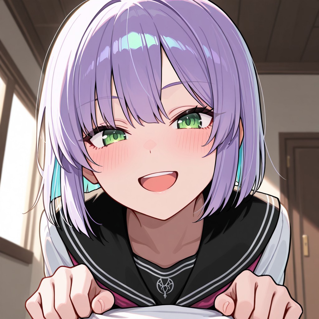 masterpiece, best quality, 32k, high resolution, absurdres, asatsuki, POV, looking at viewer, blush, smile, open mouth, upper teeth only