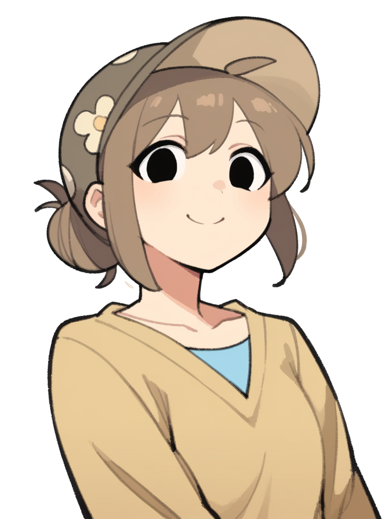 score_9, score_8_up, score_7_up, source_anime, BREAK
1girl, solo,  <lora:TemmieChang-20:1> sketch, brown hair, low bun, black eyes, brown hat, :3, smile,