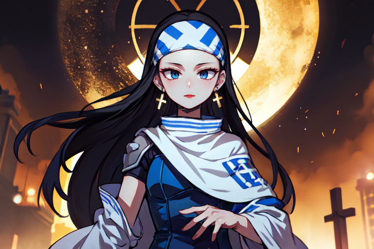 highly insanely detailed, masterpiece, top quality, best quality, highres, 4k, 8k, RAW photo, (very aesthetic, beautiful and aesthetic),  
beth_\(megami_tensei\),bethsmtii,shin megami tensei ii,long hair,black hair,straight hair,sleek black,jewelry,cross,headband,red_lipstick,messian_cross_earrings,cross_earrings,religious_earrings,messian_symbol_jewelry,bandana_with_messian_symbol,Religious_bandana,symbol_headband,messian_church_bandana,katana,sword, 
<lora:zs_Beth:0.7>, 
(1girl:1.3), 1other, 
(floating:1.3),sky_market,floating stalls,floating_islands,floating hovering_merchant_stands,âââ