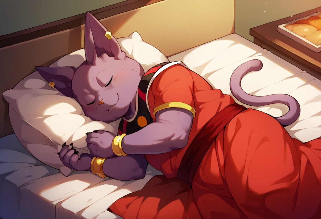 score_9, score_8_up, score_7_up, source_furry, anthro male, cat, dbschampa, sleeping
