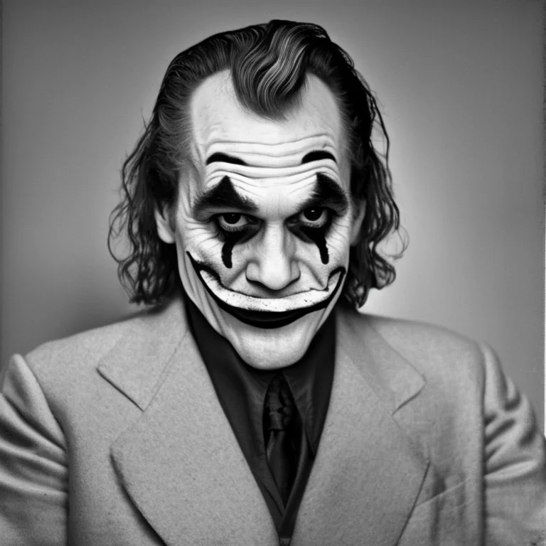 portrait photo of The joker, highly detailed, by karsh