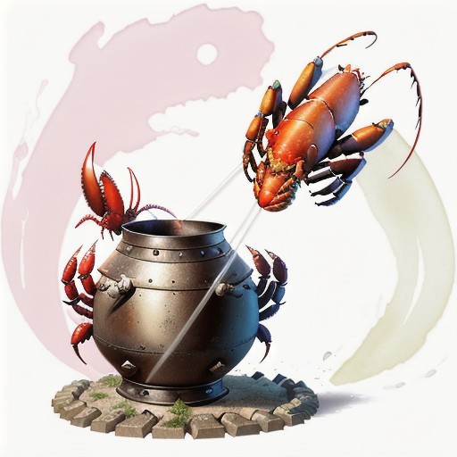 MagicItem_v1 <lora:MagicItem_v1:1> white background, 
masterpiece, professional quality, (large sealed iron barrel:1.2) with hidden catch, (giant lobster transformation:1.3), intricate levers, underwater scene, glowing eyelike fixtures, (mysterious aura:1.1), detailed textures, fantasy art, by (Frank Frazetta:1.2), dramatic lighting, high detail, vibrant colors, dynamic composition
masterpiece, professional quality