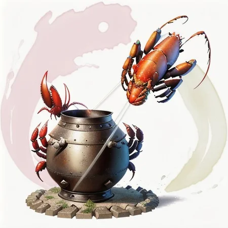 MagicItem_v1 <lora:MagicItem_v1:1> white background,
masterpiece, professional quality, (large sealed iron barrel:1.2) with hidden catch, (giant lobster transformation:1.3), intricate levers, underwater scene, glowing eyelike fixtures, (mysterious aura:1.1), detailed textures, fantasy art, by (Frank Frazetta:1.2), dramatic lighting, high detail, vibrant colors, dynamic composition
masterpiece, professional quality