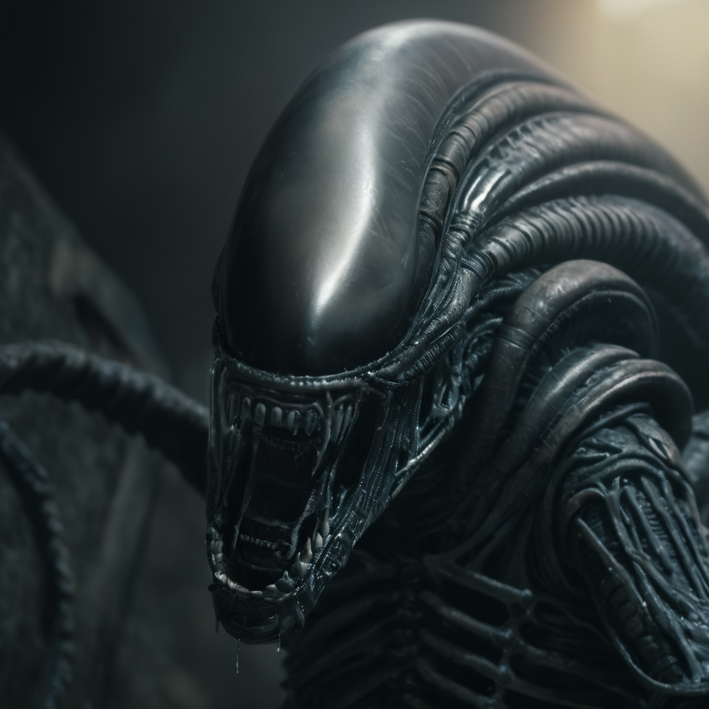 cinematic film still of  <lora:Xenomorph:1>
Xenomorph with it's large tongue out, shallow depth of field, vignette, highly detailed, high budget, bokeh, cinemascope, moody, epic, gorgeous, film grain, grainy