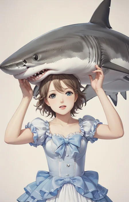 masterpiece,best quality,<lora:tbh336-sdxl:0.6>,illustration,style of massive Swedish shark portrait of idolmaster cinderella girls,