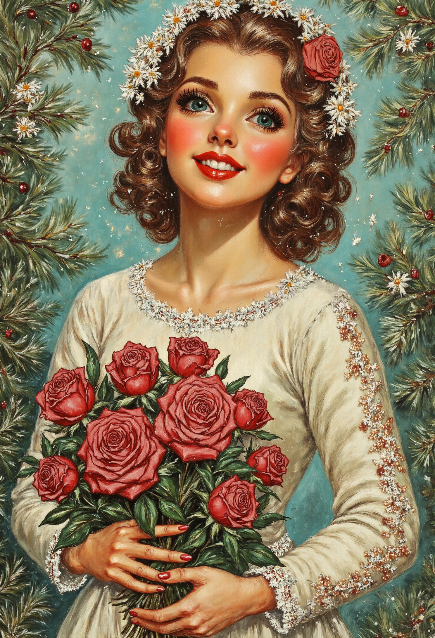 pstcs001, beautiful woman holding roses