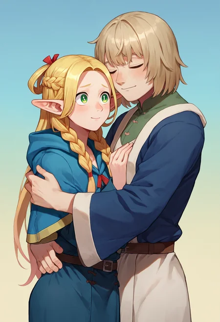 score_9_up score_8_up score_7_up, 2girls hug
BREAK
1girl falin, blue jacket shirt robe wide sleeves
BREAK
1girl marcille, blue capelet blue robe belt, french braid twin braids
<lora:falin_marcille_pony_d16:1>