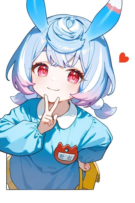 1girl,sigewinne_(genshin_impact),(solo:1.2),artist:ningen mame,artist:ciloranko,artist:hiten(hitenkei),artist:sho (sho lwlw),tianliang duohe fangdongye,artist:rhasta,outline,border,dynamic angle,(alternative costume:1.5),(kindergarten uniform:1.5),1girl,solo,lean forward,heart,white background,simple background,looking at viewer,long sleeves,(upper body:1.2),peace sign,one hand on her hip,bangs,masterpiece,best quality,very aesthetic,absurdres,