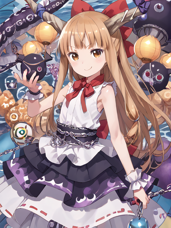 detailed background, shiny skin, rating safe, 
 <lora:suika.pony:1>,
suika, 
 <lora:kuroboshi.pony:1>,
kuroboshi,