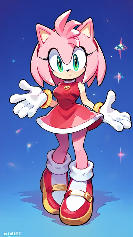 score_9, score_8_up, score_7_up, source_anime, source_furry, cute, <lora:LoulouVZXL:1>, 1girl, solo, busty, curvy, wide hips, large breasts, posing, sexy pose, amy rose \( sonic the hedgehog \)