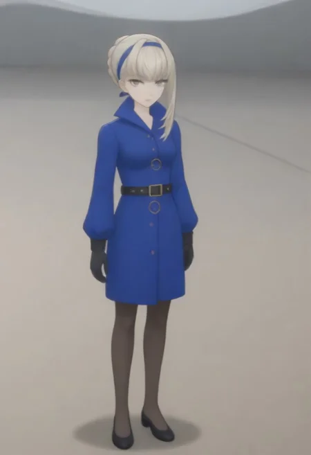 source_anime, anime screencap, source_anime, auratheguillotine, anime screencap, masterpiece, source_anime, shiny skin,,,,,,,,masterpiece,meropep5x, blonde hair, hairband, braid, bangs, grey eyes, blue shirt, belt, black gloves, long blue skirt, black pantyhose,
