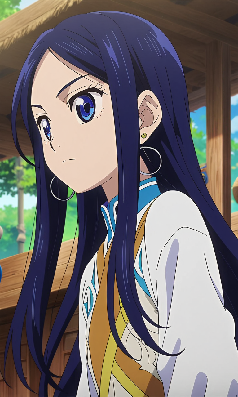 anime artwork Asirpa, blue hair, blue eyes, long hair, ear piercing,petite,flat chested,masterpiece,best quality,8k highres,detailed . anime style, key visual, vibrant, studio anime, highly detailed