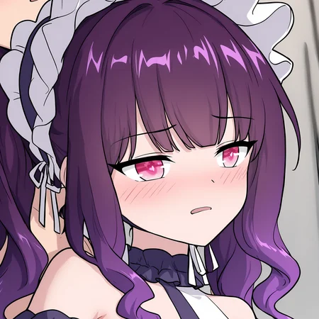masterpiece,best quality,newest,absurdres,highres,<lora:noobai_ep11_stabilizer_v0.138_fp16:1>,1girl,<lora:Yu_Shiran:1>,Yu_Shiran,petite,purple hair,embarrass,1girl,