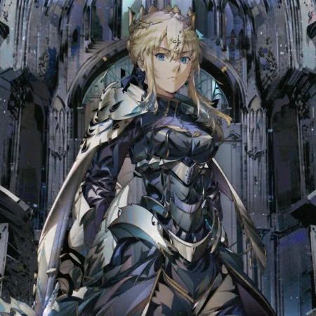 1girl, holding sword, artoria pendragon \(fate\), fate \(series\), blue eyes, perspective, medieval, church, beautiful, aesthetic, detailed, beautiful color, amazing quality, best quality, high quality, <lora:more_details:1>, <lora:Lancer_Artoria:1>, <lora:rautoV73:1>