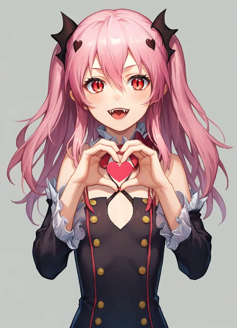 score_9, score_8_up, score_7_up, BREAK ,
 <lora:Krul_Tepes:1>
KrulTepesER, 1girl, pink hair, vampire
heart-shaped hands