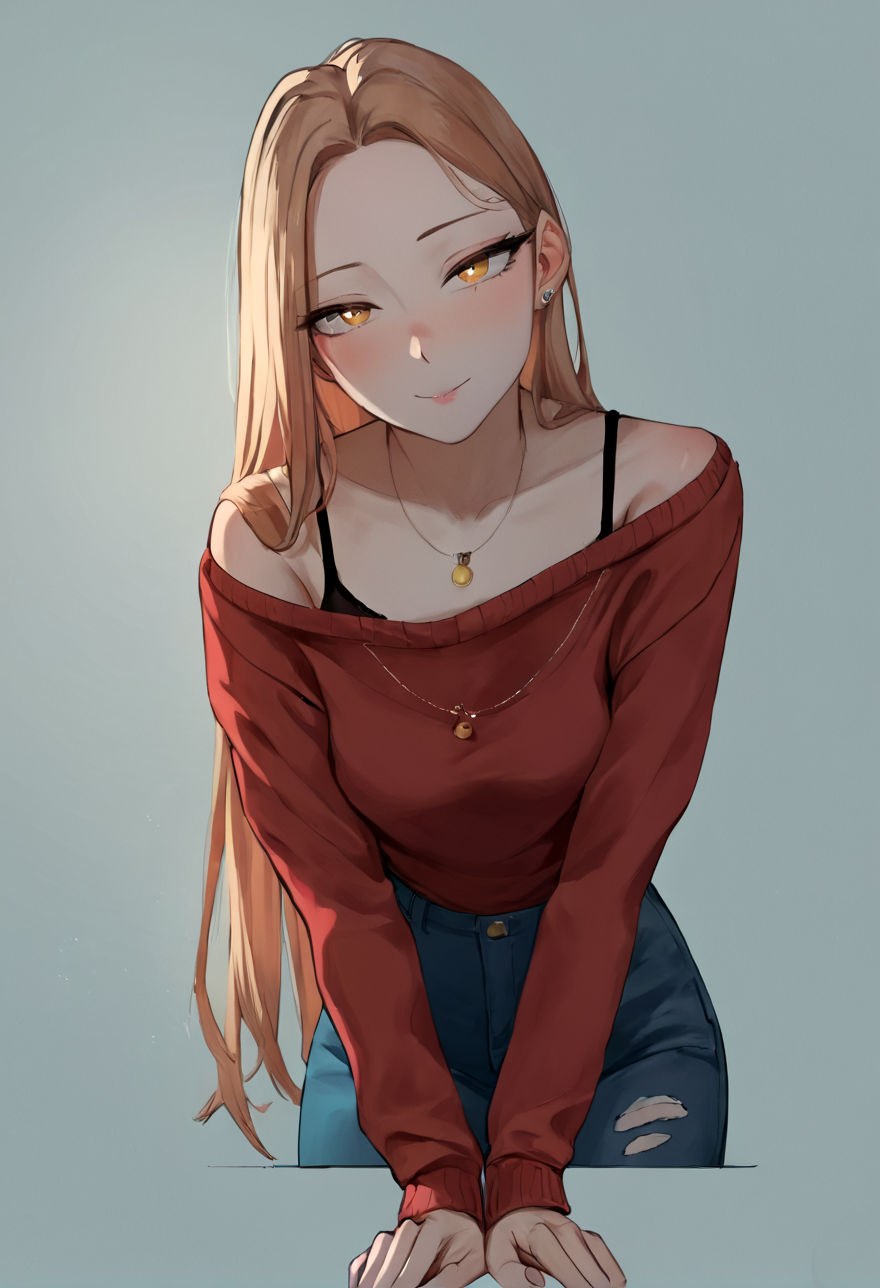 score_9, score_8_up, score_7_up, score_6_up, score_5_up, score_4_up 
<lora:Perfect Hands:1>
woman leaning over, red sweater falling off her shoulder, long hair, 1girl, looking at viewer, safe for work zPDXL zPDXLxxx laliberte  <lora:Laliberte:1>