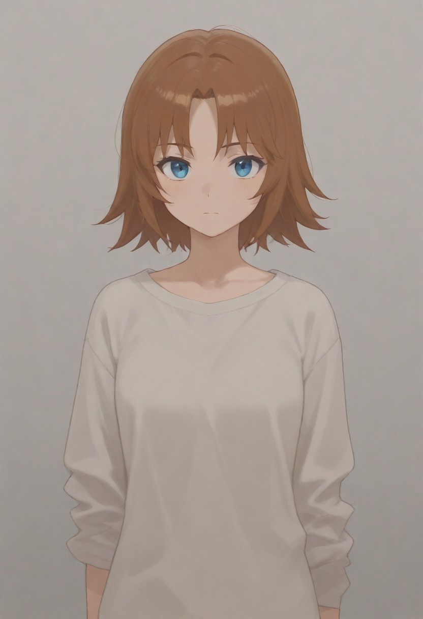 masterpiece, best quality, amazing quality, 1girl, solo,,, ,,,,short layered brown hair with flicked-out ends, light blue eyes, fair skin,